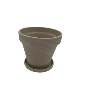 4 Inch Granite Clay Pots with Saucers - Planters for Plants & Crafts - Image 1
