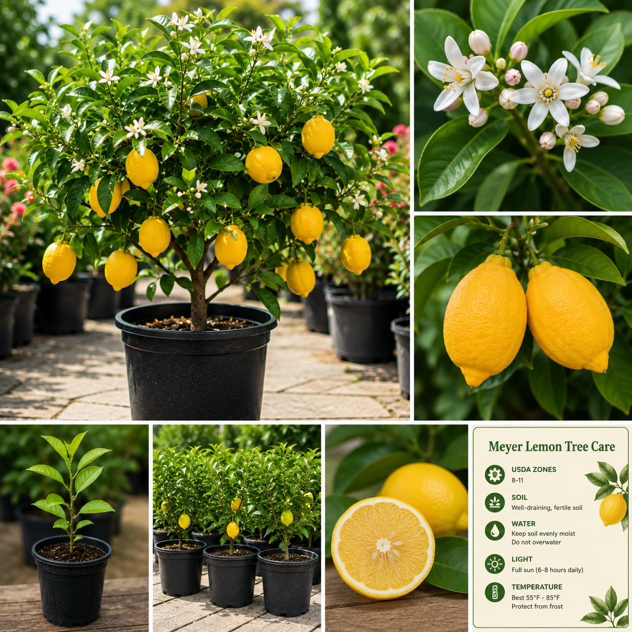 Dwarf Meyer Lemon Tree Live Plant – 2-3 Feet Tall in 2 Gallon Pot – NO SHIP TO CA