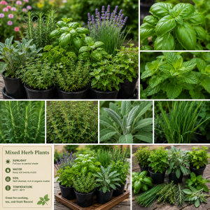 Set of 4 Live Assorted Herb Plants, 3-6 Inch Fragrant Herbs for Garden & Kitchen
