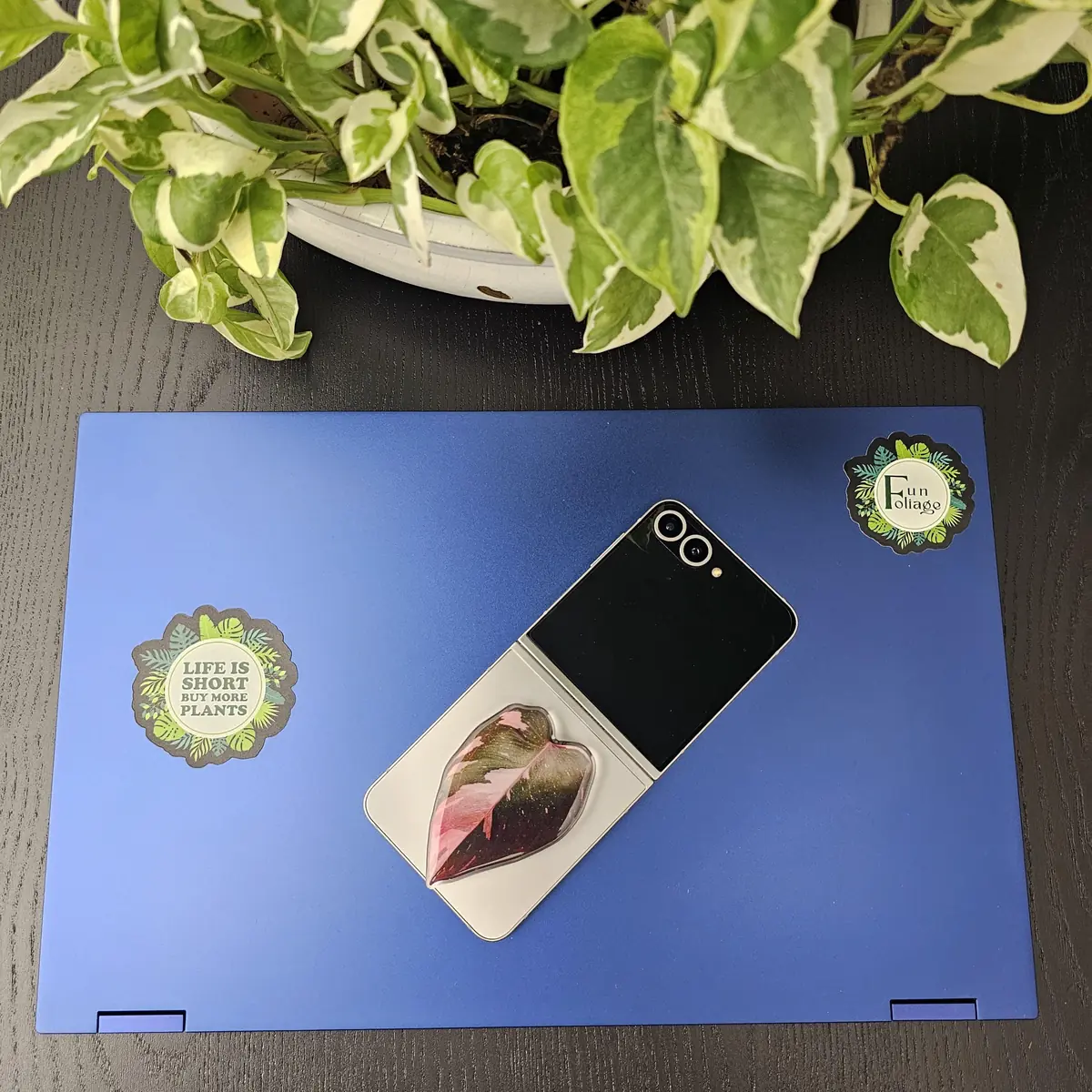 Acrylic Leaf Design Phone Stand - Foldable & Stylish Grip Holder - Garden Accessory - Image 3