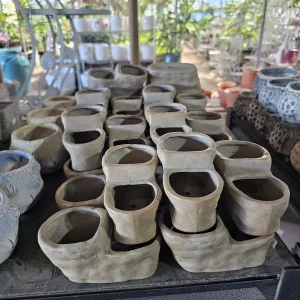 Ceramic Double Planter - Rustic Succulent Pot - Small Indoor Plant Container - Wabi Sabi Minimalist Pottery - Image 4