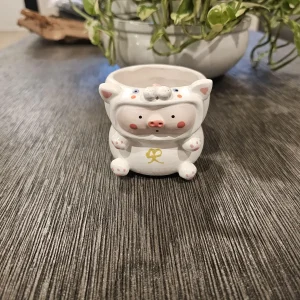 Ceramic Piggy Planter for Succulents - Miniature Pot with Drainage Hole, Assorted Colors - Image 5