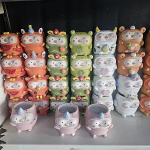 Ceramic Piggy Planter for Succulents - Miniature Pot with Drainage Hole, Assorted Colors - Image 6