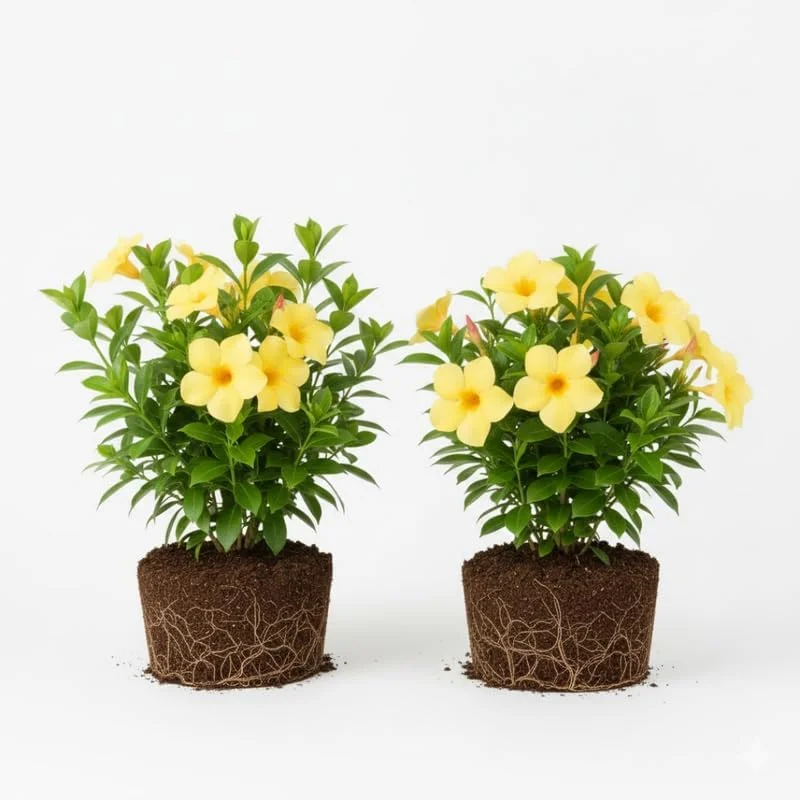2 Yellow Mandevilla Live Plants – Flowering Vine – 8-10 ft Tall – Patio & Garden - Image 1