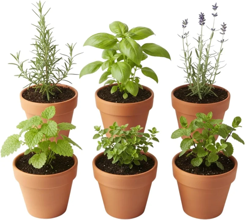 4 Mixed Herb Live Plants Assortment 4-8'' Tall - Lemon Balm, Mint, Rosemary, Edible & Fragrant for Indoor/Outdoor Gardens - Image 1