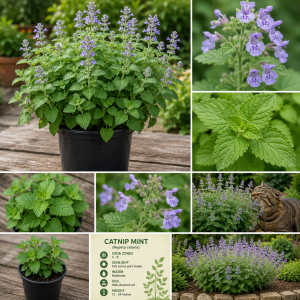 4 Catnip Live Plants 4-6 Inches Tall - Fresh Mint Herb for Cats, Indoor & Outdoor Growing