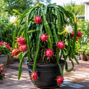 Red Dragon Fruit Live Plant - Sweet Tropical Vine, 1 Gallon Potted