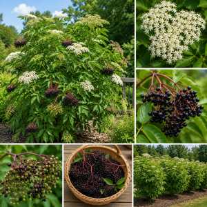 Elderberry Live Plants - 2 Pack, 5-9 Inches Tall, Cold Hardy Shrub