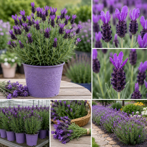 French Lavender Live Plants, Set of 2, 4" Pots, Cold Hardy Fragrant Perennial Herb