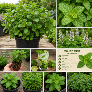 Set of 3 Mojito Mint Live Plants for Spring Planting, Fragrant Culinary Herb, Hardy