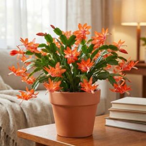 Orange Christmas Cactus Live Plant – 3-6 inch – Holiday Houseplant – Well Rooted