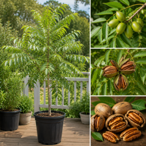 Pecan Tree Plants Live Bare Roots - 4 Pack, 1-2 Ft Tall, Hardy Nut Trees