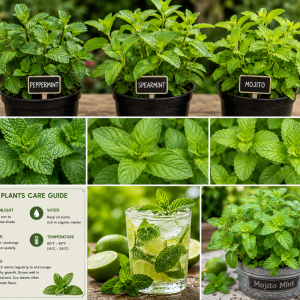 Set of 3 Mixed Mint Live Plants - Peppermint, Spearmint, Mojito Mint Herbs, 4-6 Inches Tall
