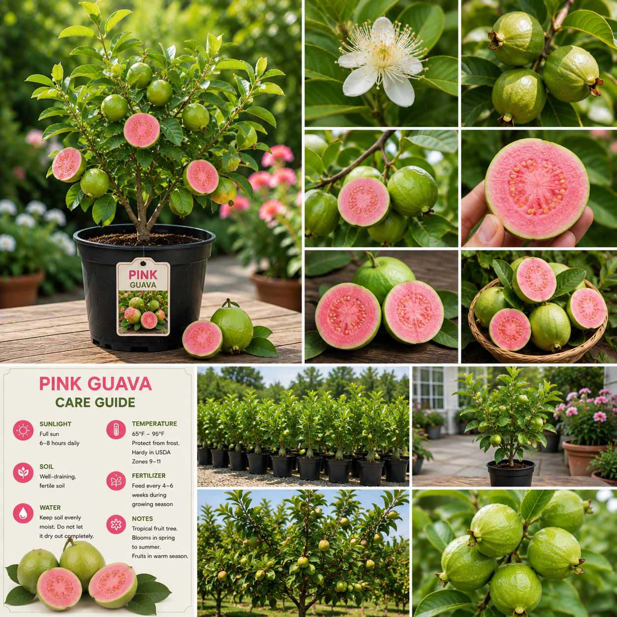 Pink Guava Tree Live Plant – 6-12 Inch Tall, Fragrant, Cold Hardy Seedling