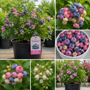 Set of 2 Pink Lemonade Blueberry Bush Live Plants, 5-9 Inch Tall, Fruit Trees