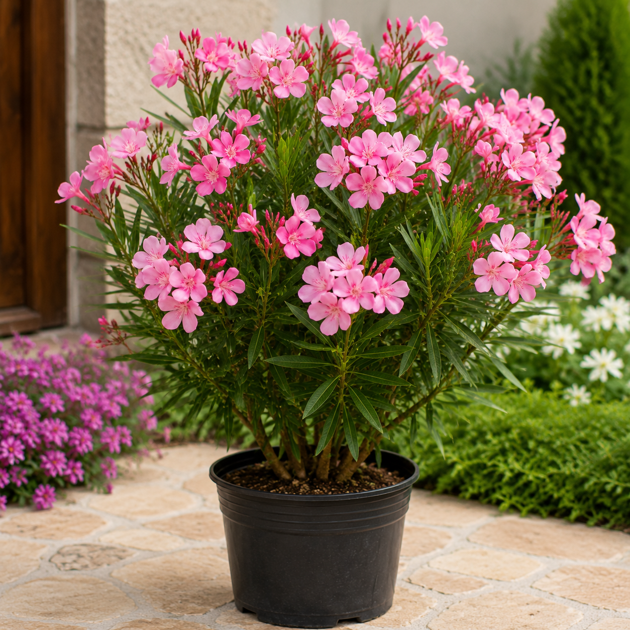Pink Oleander Live Plants - 3 Pack, 4-7” Tall Flowering Shrub for Outdoors