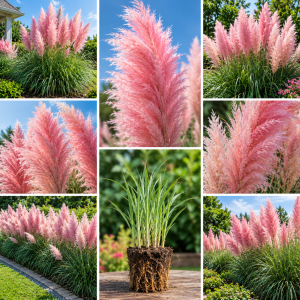 Pink Pampas Grass Live Plants, Ornamental Grass, 2 Pack, 5-7 Inches Tall, Outdoor
