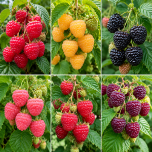 Mixed Raspberry Plants Live - 4 Pack, 5-9 Inch Tall, Fruit Trees for Outdoor Growing