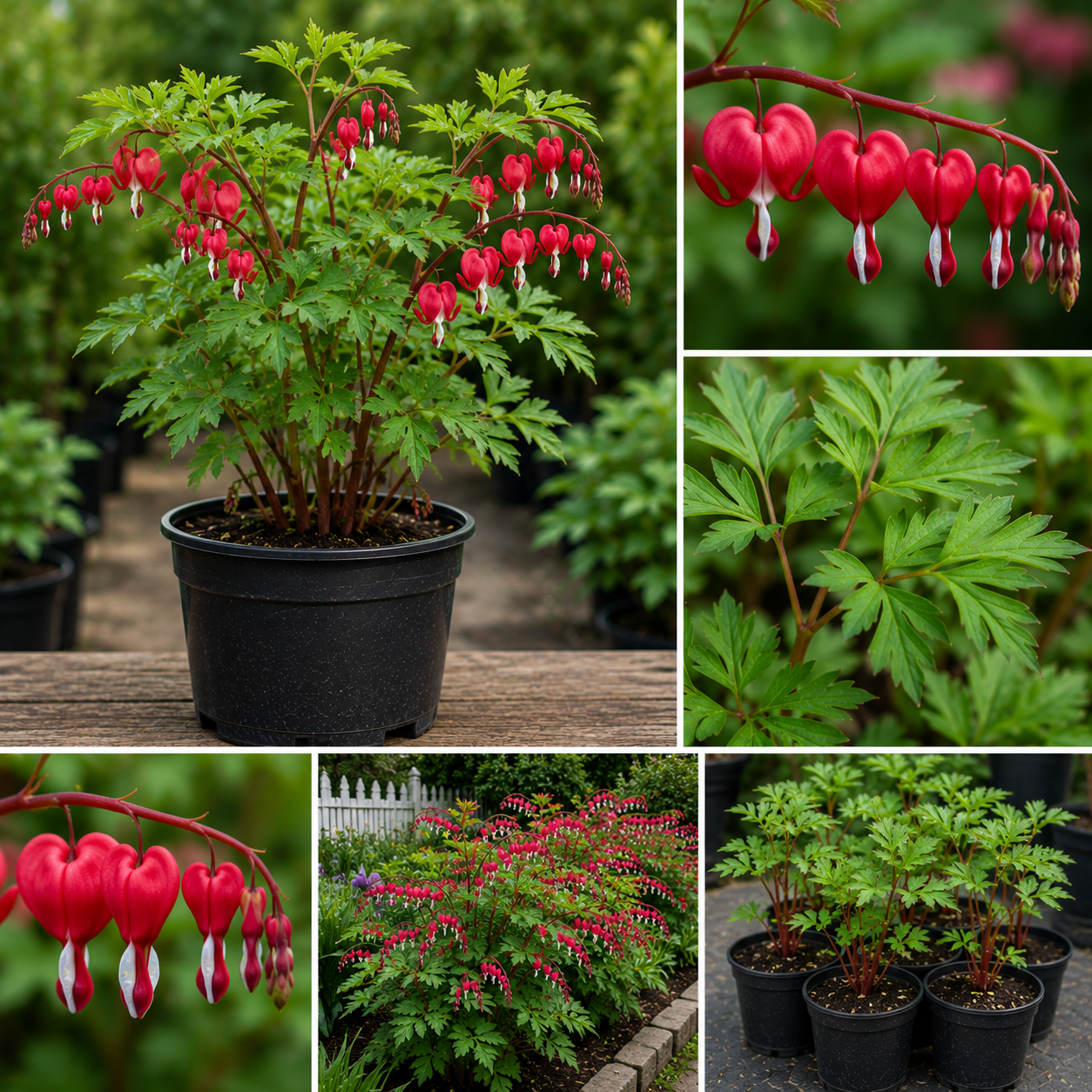 Red Bleeding Heart Live Plants - Set of 2, 4-6 Inches, Perennial Flowering Vine for Outdoor