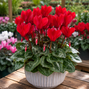 Hardy Cyclamen Live Plant – Red Flowers – 4 Inch Pot – Indoor/Outdoor