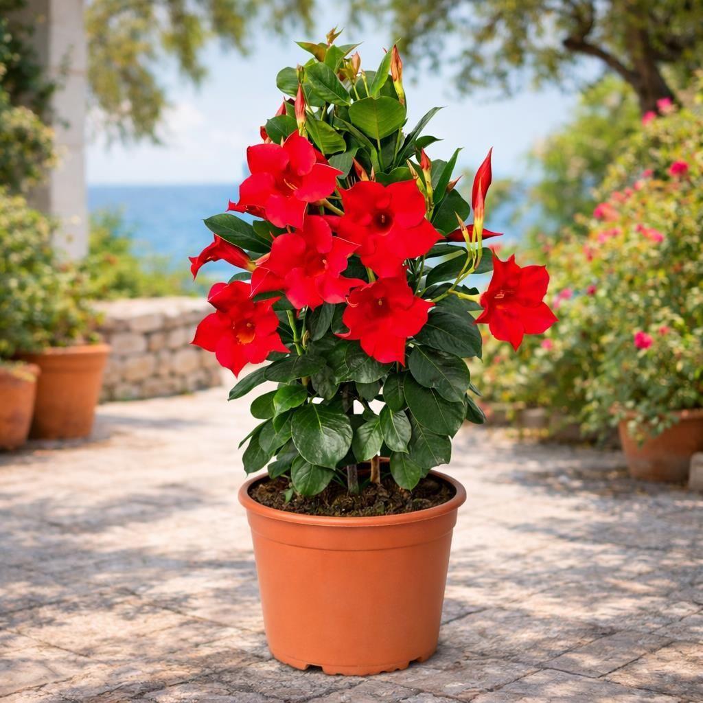 Red Mandevilla Live Plant – 2-Pack, 4-6 Inch Tall – Outdoor Flowering Vine