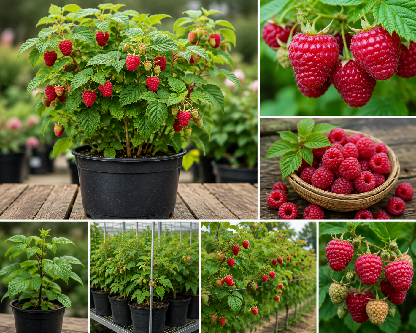 2 Red Thornless Raspberry Live Plants – Sweet Fruit Bush, 4-8" Tall, Cold Hardy
