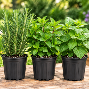 Assorted Live Edible Herb Plants 3-Pack, 4-8 Inches - Rosemary, Mint, Lemon Balm