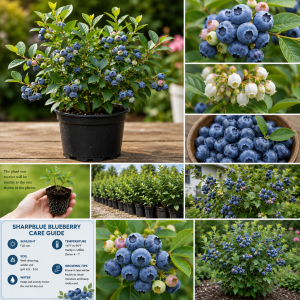 Sharpblue Blueberry Live Plant – 4-8 Inch Tall Starter Bush – Hardy Outdoor Fruit Bush