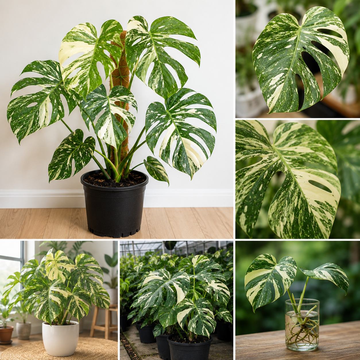 Variegated Monstera Live Plant 4-6 Inch - Split Leaf Houseplant Indoor