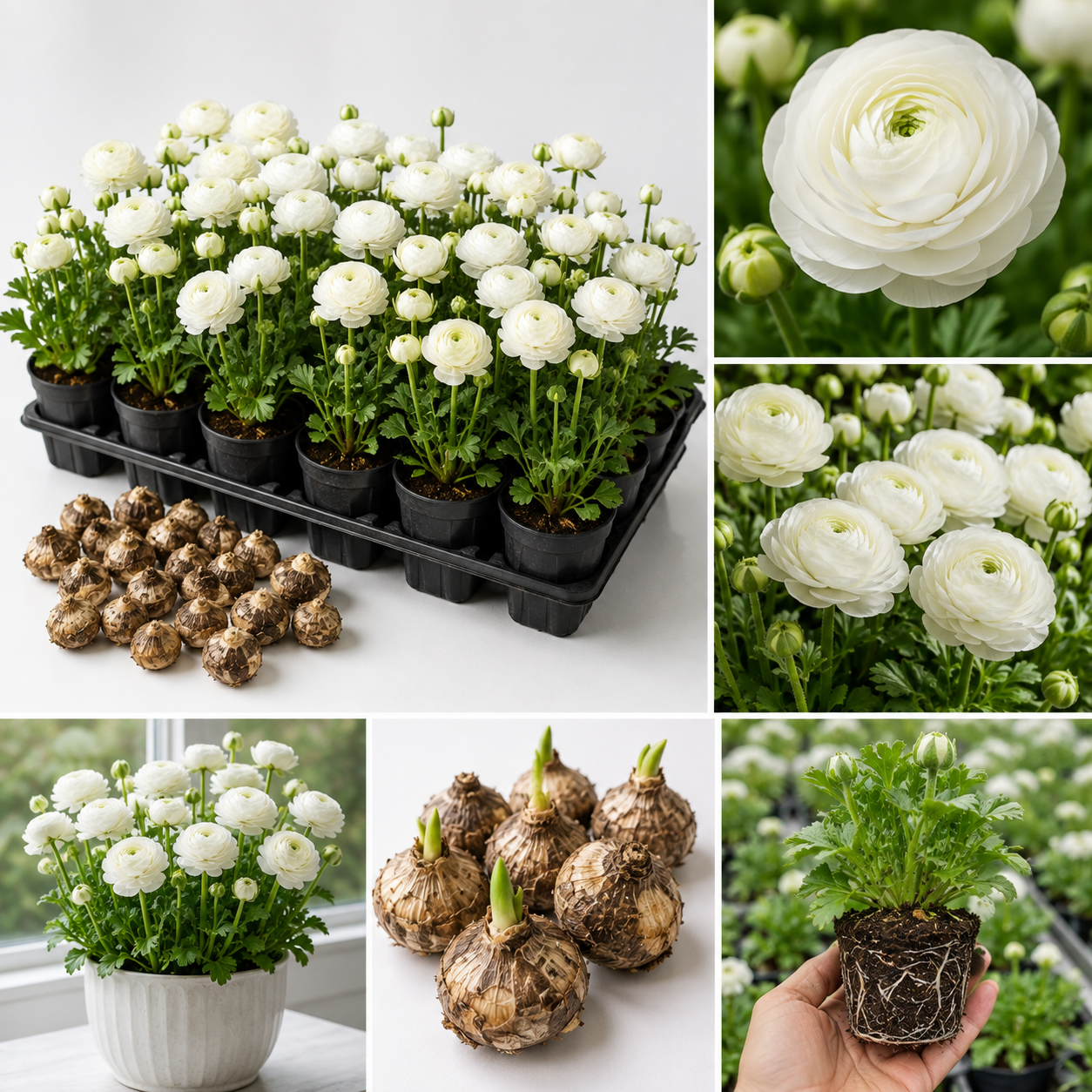 30 White Ranunculus Bulbs for Fall Planting - Vibrant Spring Blooms
