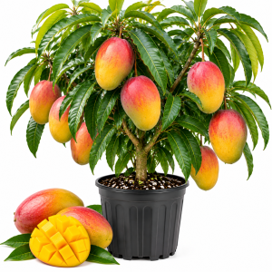 Mango Tree Live Plant - Sweet Tropical Yellow Red Mango in 3 Gallon Pot, Outdoor
