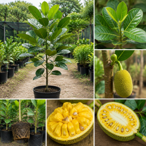 Live Jackfruit Tree Plant, 8-14" Tall, 1 Year Old Potted, Sweet Tropical Fruit for Outdoor Gardens