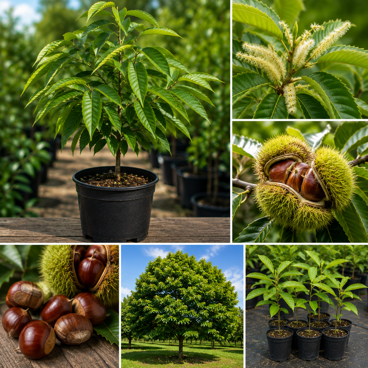 Chestnut Tree Live Plant, 1-2 Feet Tall, 1 Year Old, Hardy, Outdoor