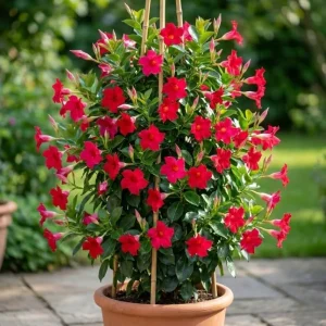 Red Mandevilla Live Plant Vine – 2 Pack, 4-7