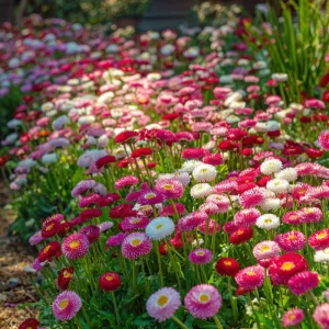Bellis English Daisy Seeds - Pink, White & Red Mix, 200 Seeds for Cottage Gardens, Outdoor - Image 3