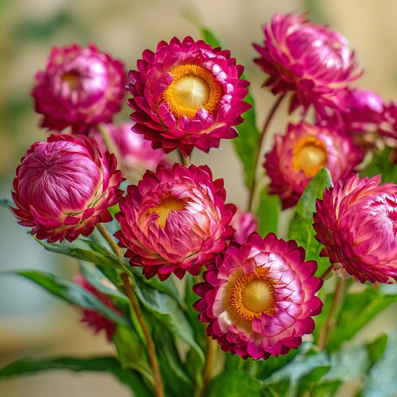 Bright Rose Strawflower Seeds - 50 Count Everlasting Pink Cut Flower Annual - Image 1