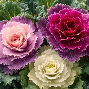 Flowering Kale Ornamental Cabbage Seeds Mix - 25 Seeds Pink, Red, White - Image 1