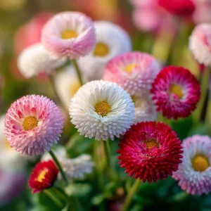Habanera Mixed Bellis Daisy Seeds - 10 Count - Double Pompon Blooms - English Daisy Flower Seeds for Outdoor Gardens - Image 3