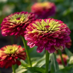 Queen Red Lime Zinnia Elegans Seeds - 10 Count Packet - Attracts Pollinators - Image 4