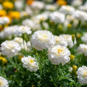 White Swan F1 Marigold Seeds - 20 Count, Edible Flowers, Long Blooming Annual - Image 1