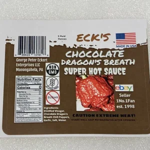 Chocolate Dragon's Breath Super Hot Pepper Sauce - 5 oz Bottle, Extreme Heat Condiment - Image 2