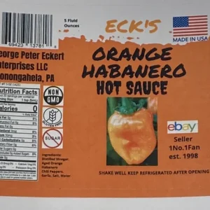 Orange Habanero Hot Pepper Sauce - Gourmet Spicy Condiment 5 oz Bottle - Image 2