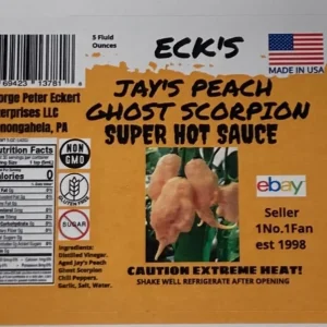 Peach Ghost Scorpion Super Hot Pepper Sauce - 5 oz Bottle, Extreme Heat - Image 2