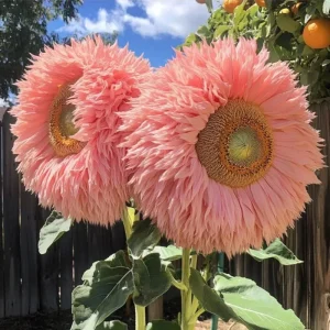 Pink Giant Teddy Bear Sunflower Seeds - 50 Pcs Fluffy Double Blooms Annual Outdoor - Image 1