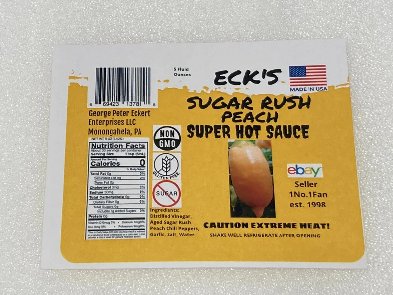 Super Hot Peach Pepper Sauce - 5 oz Bottle, Gluten-Free, Vegan, Organic - Image 2