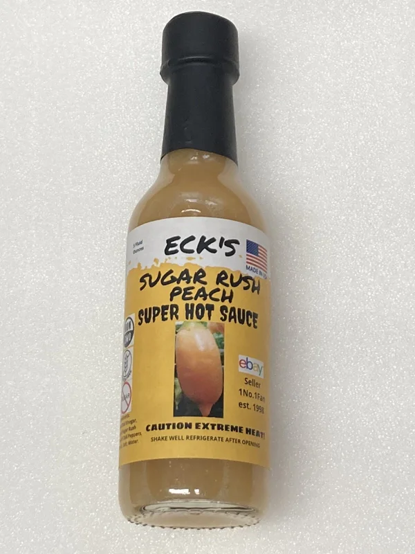 Super Hot Peach Pepper Sauce - 5 oz Bottle, Gluten-Free, Vegan, Organic - Image 1