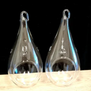Teardrop Glass Terrarium Kit - Set of 2 with 4 Live Air Plants, Decor - Image 2