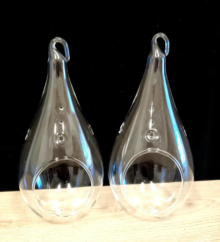 Teardrop Glass Terrarium Kit - Set of 2 with 4 Live Air Plants, Decor - Image 2