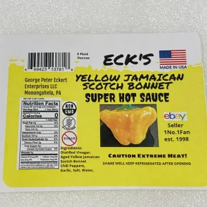Yellow Jamaican Scotch Bonnet Super Hot Pepper Sauce 5 oz Bottle - Image 2