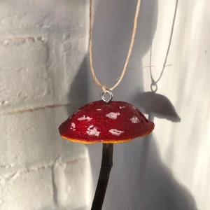 Handmade Mushroom Ornament - Clementine Rind Tree Decor - Image 2